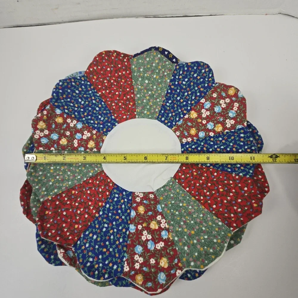 6 Hand Stitched Flower Quilt Fabric Pieces Pillow Covers with Plain Backs READ